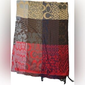 Coach Multicolor Patchwork Logo Oversized Scarf Wrap | Fringe